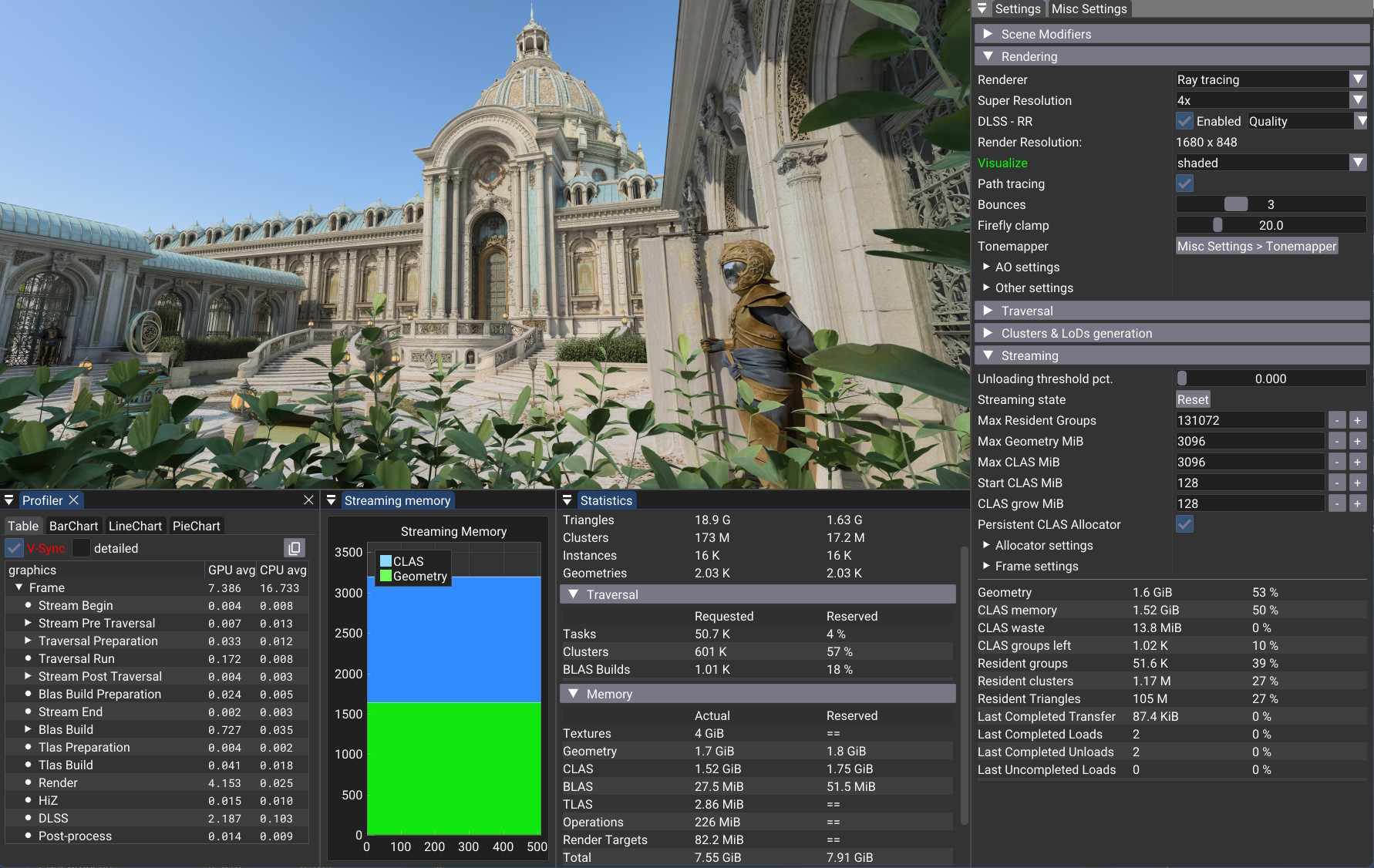 screenshot showing a highly detailed classical building with intricate ornaments with appropriate texture details