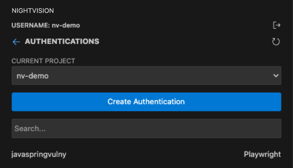 Authentications page