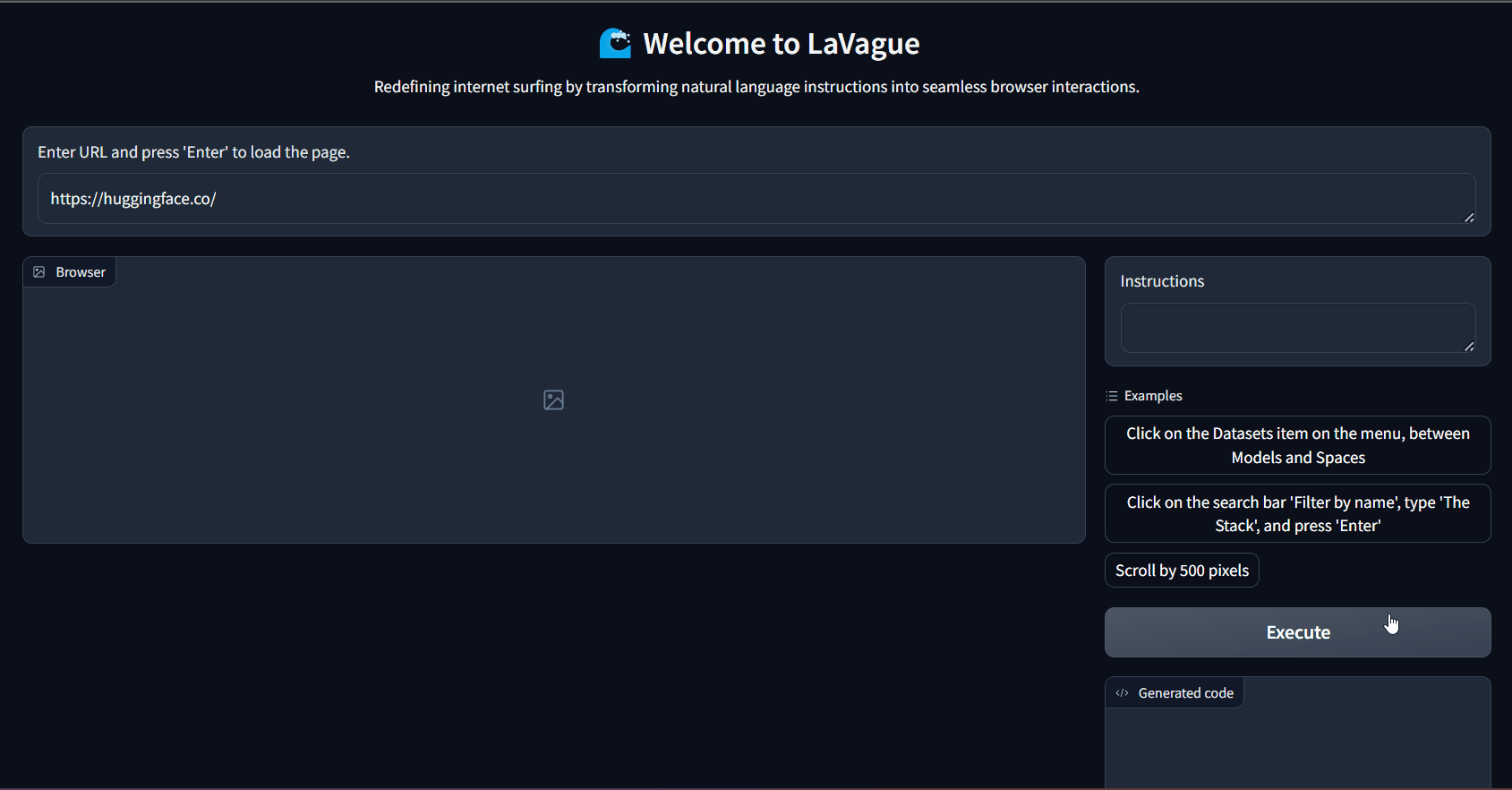 LaVague Interaction Example