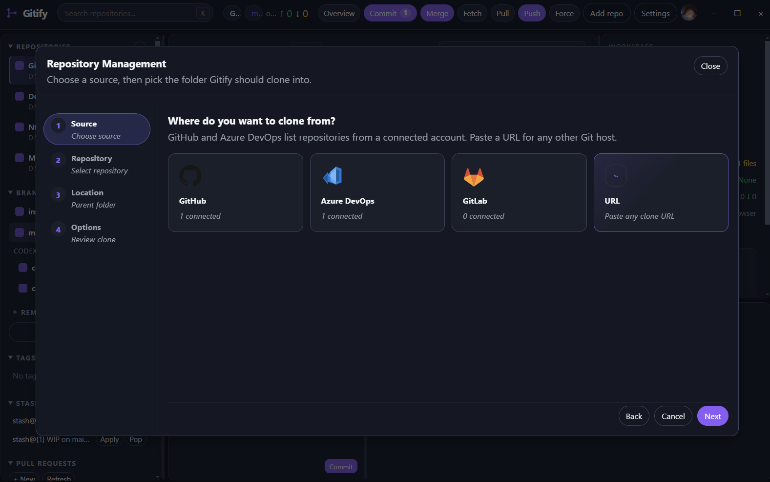 Gitify repository management