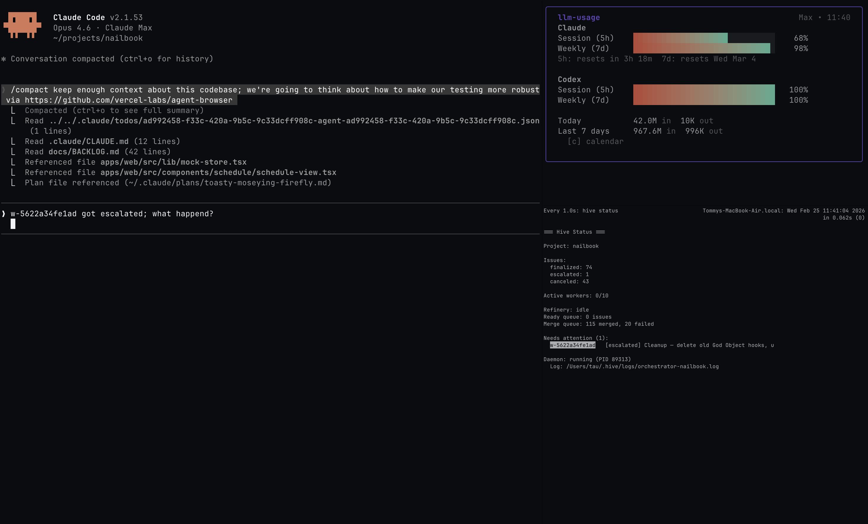 Hive demo: Queen session and live status