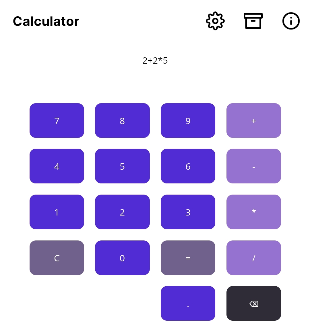 calculator page on android