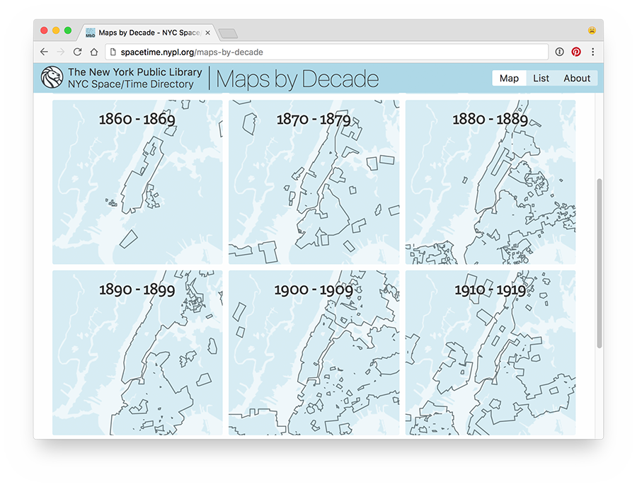 Screenshot of Maps by Decade