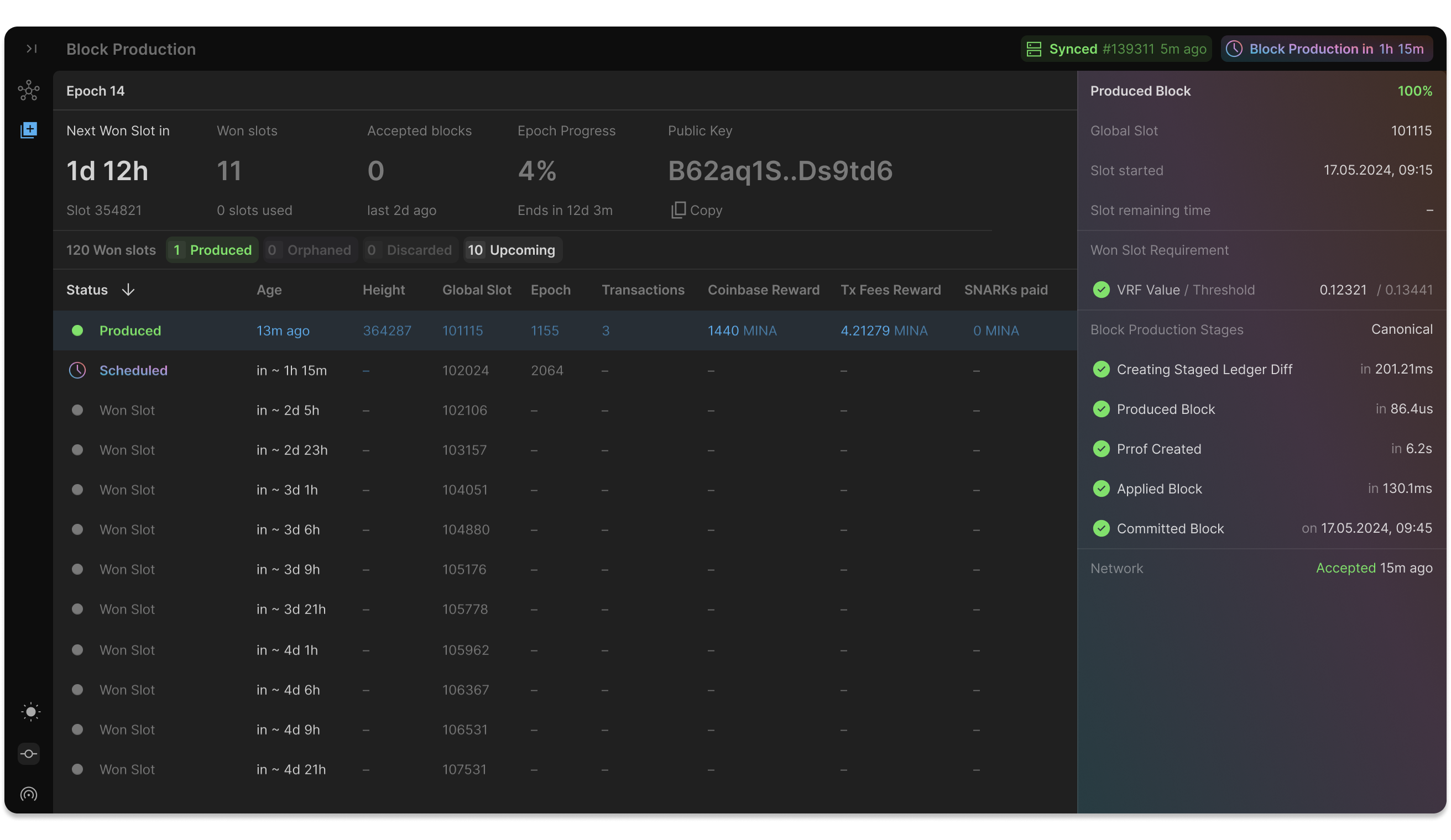 Block production Node UI