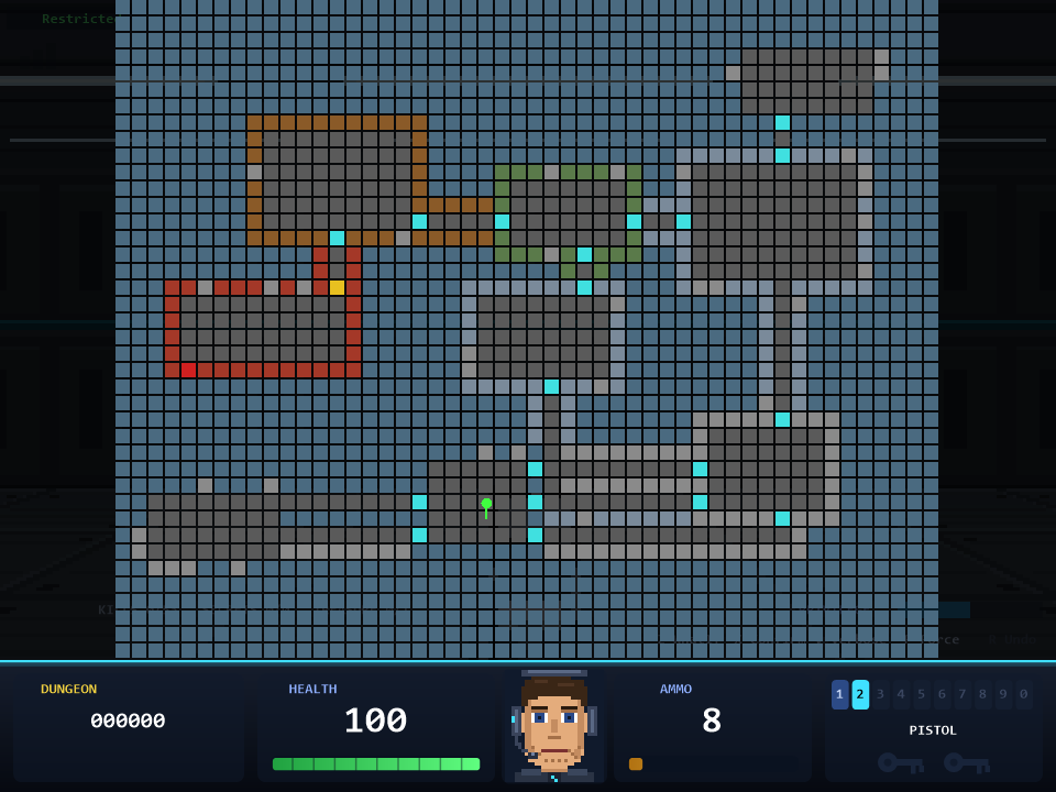 The plan of a generated dungeon