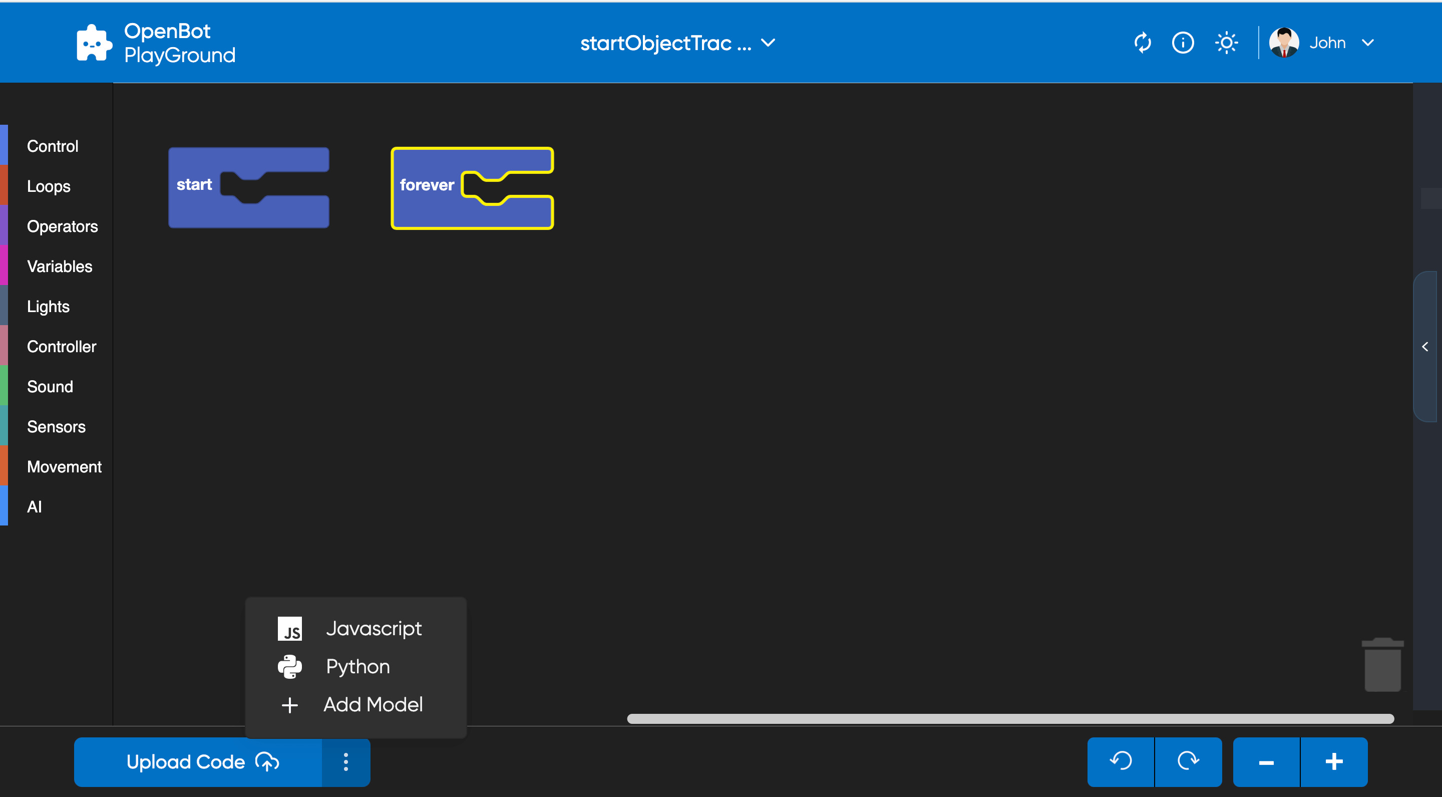 Playground code editor