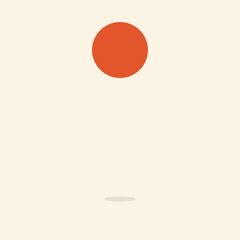 Playful: squash and stretch at constant volume, spaced by gravity.