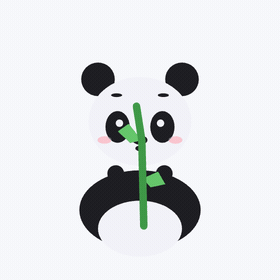 A panda chewing a bamboo stalk that sways, looping seamlessly