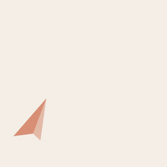 A paper plane cruises in on a curve, turning with it, and leaves a dashed trail.