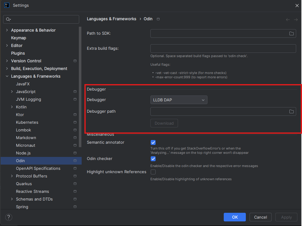 Debugger Settings