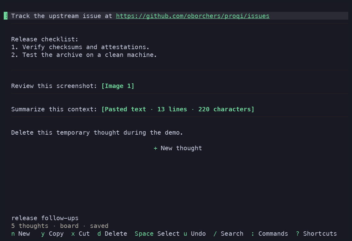 Proqi refining, reordering, recovering, and copying independent prompt thoughts