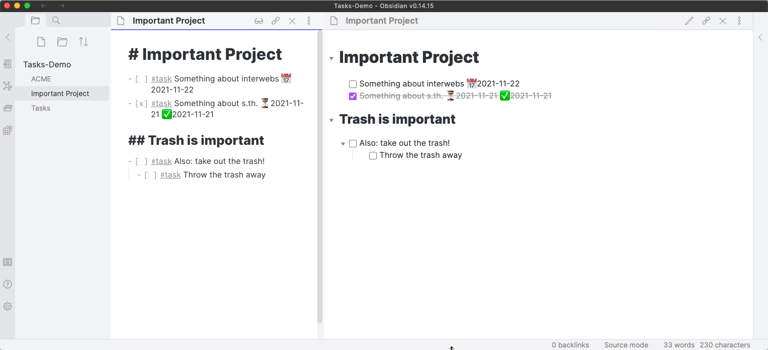 Important Project Tasks