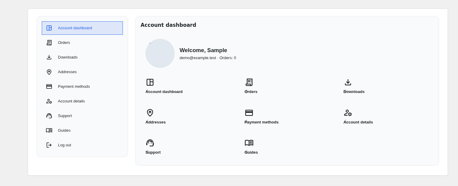 DashWoo account panel