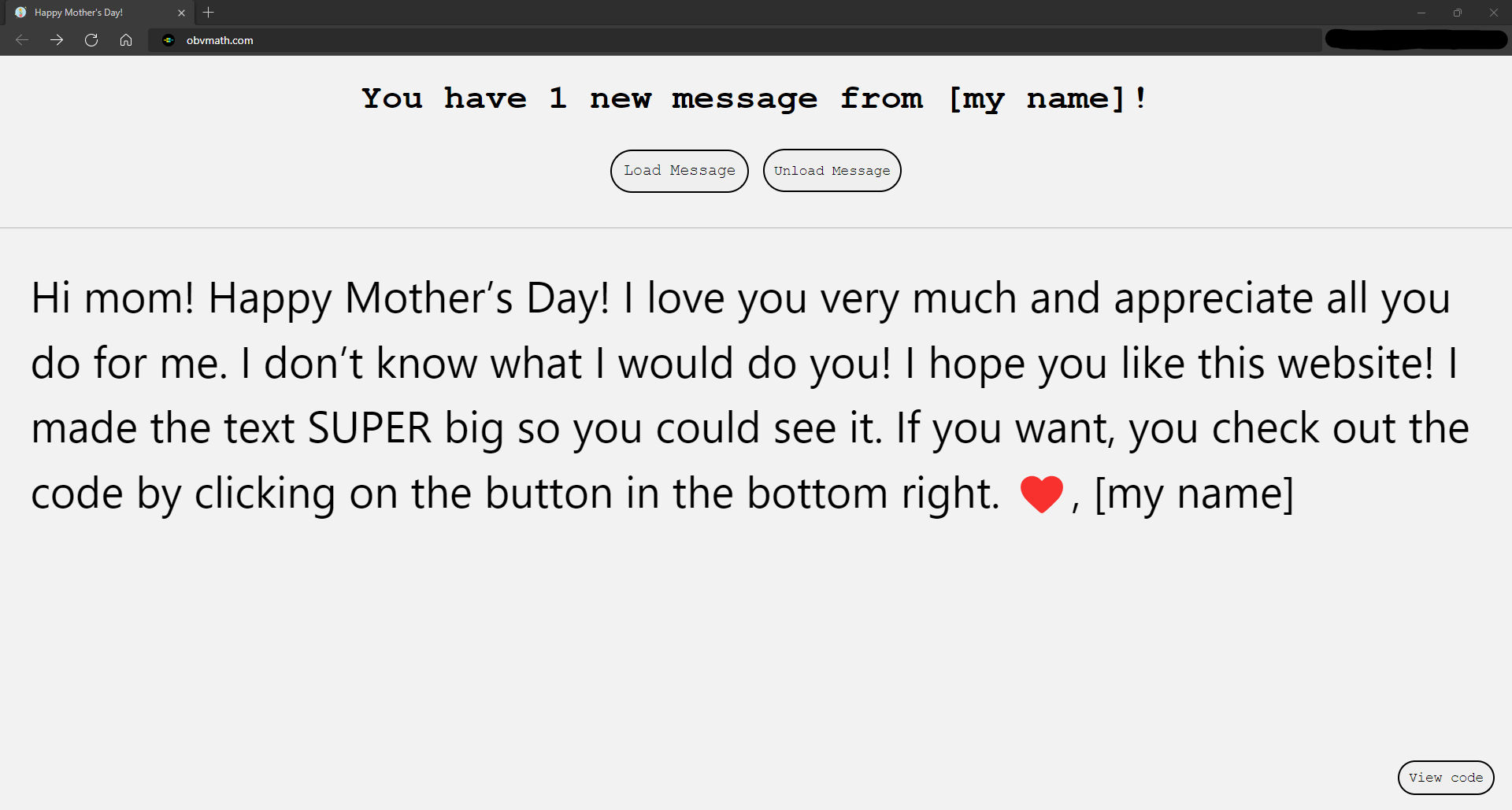 Mother's Day Website Screenshot 2