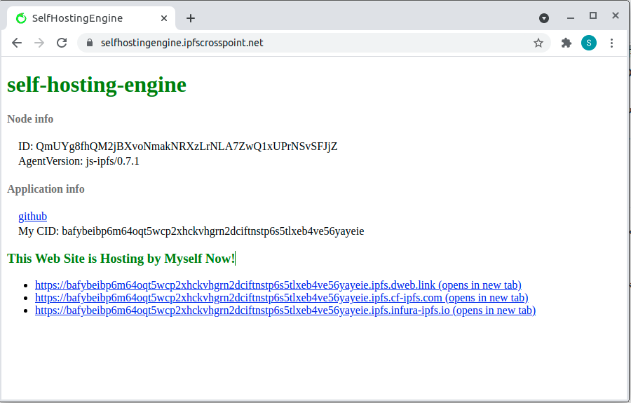 screenshot of the self-hosting-engine