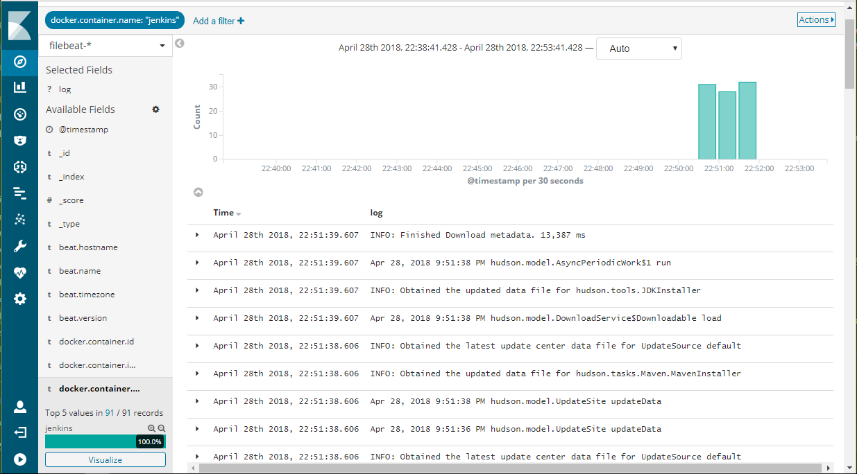 Jenkins Container logs