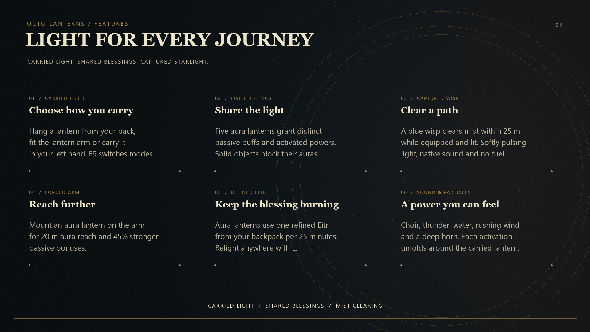 Lantern features and controls