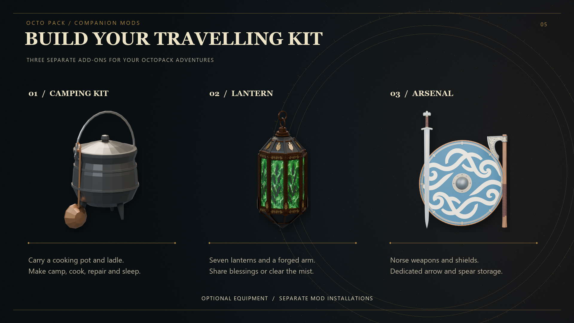 Optional Camping Kit, Lantern and OctoArsenal companion mods