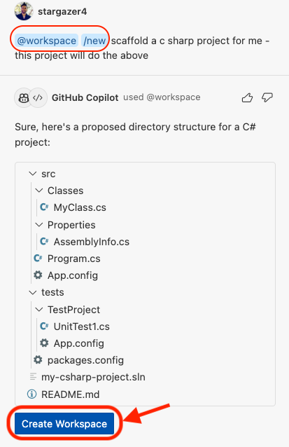 GitHub Copilot New Workspace Command