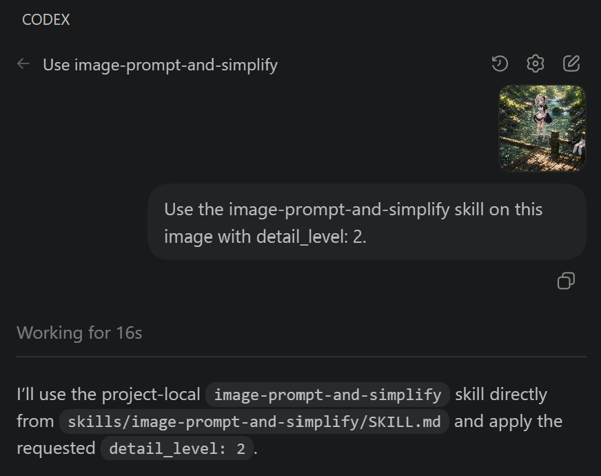 Codex skill usage prompt
