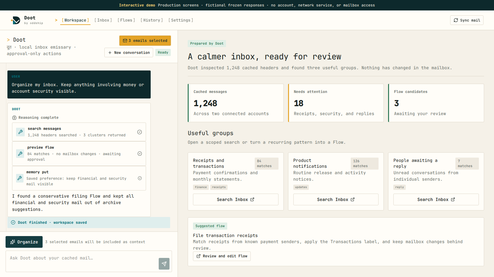 Doot demo with fictional email data