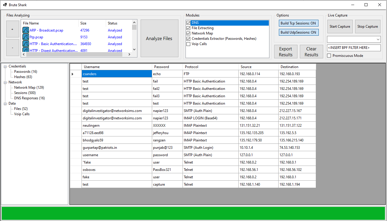 BruteShark Password Extracting