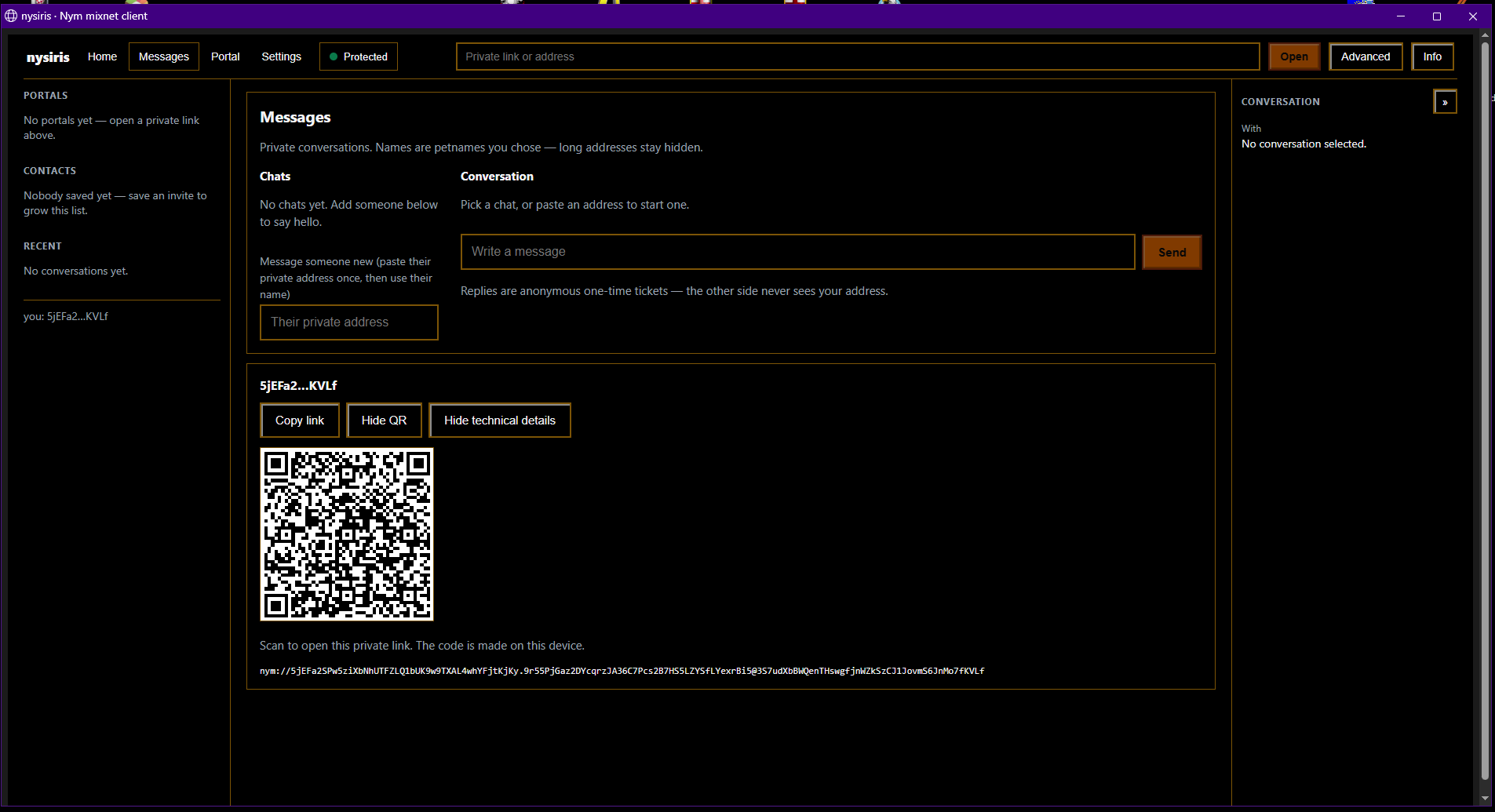 Messages tab