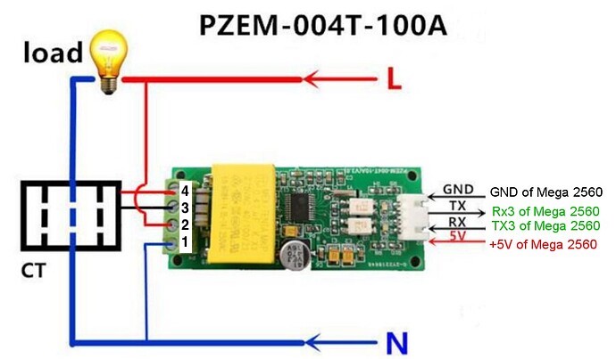 PZEM AC connection diagram