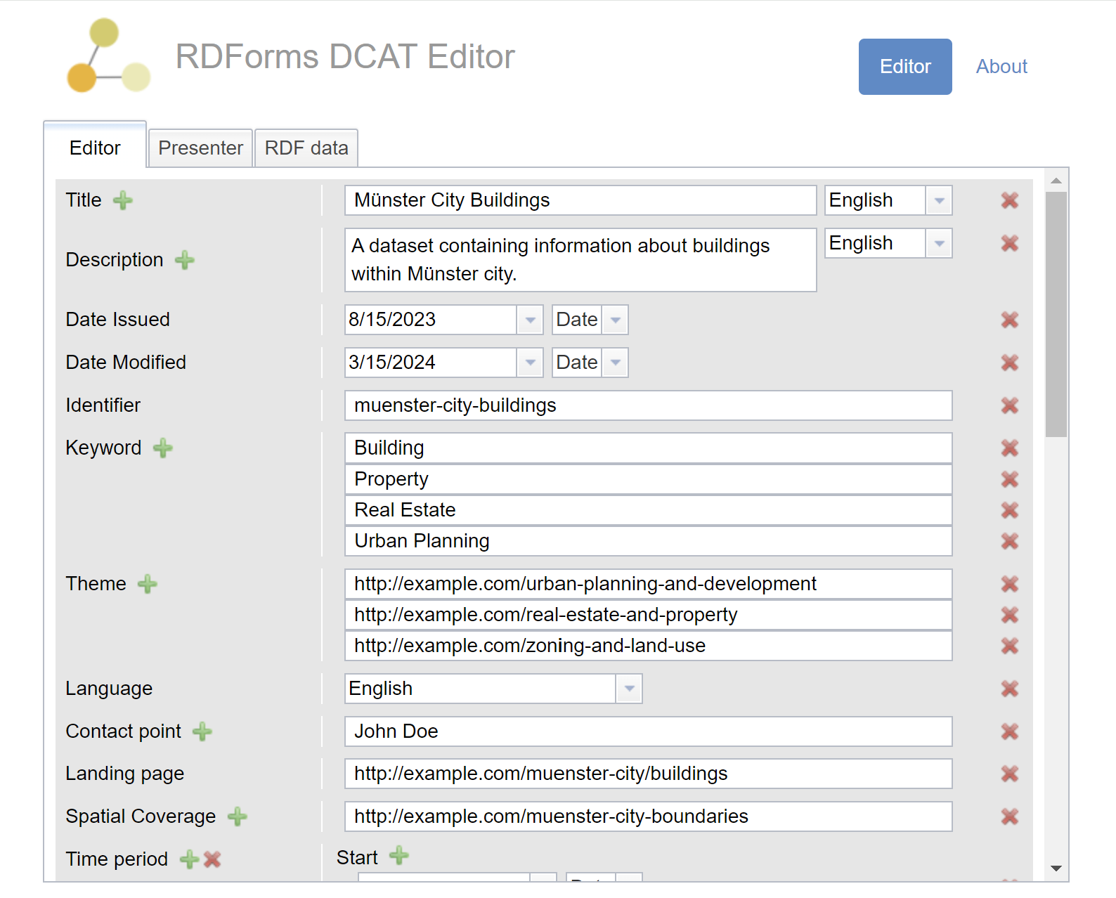 RDForms DCAT Editor