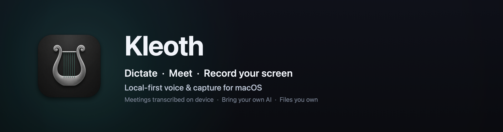 Kleoth — Local-first voice, meetings and screen capture for macOS