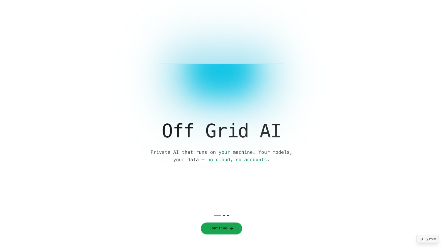 Off Grid AI Desktop. Private AI that runs on your machine, no cloud, no account.