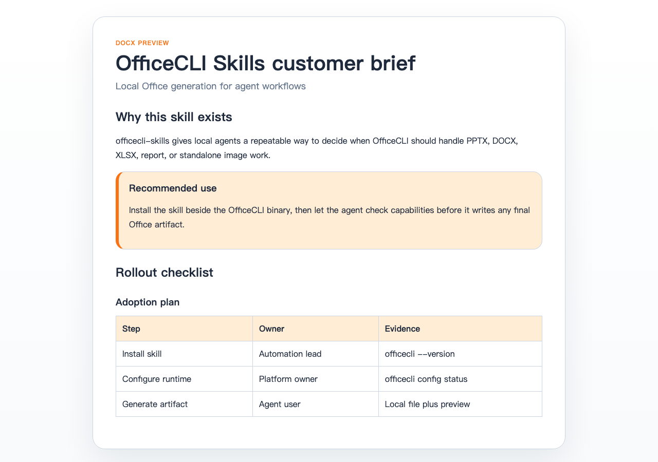 OfficeCLI customer brief
