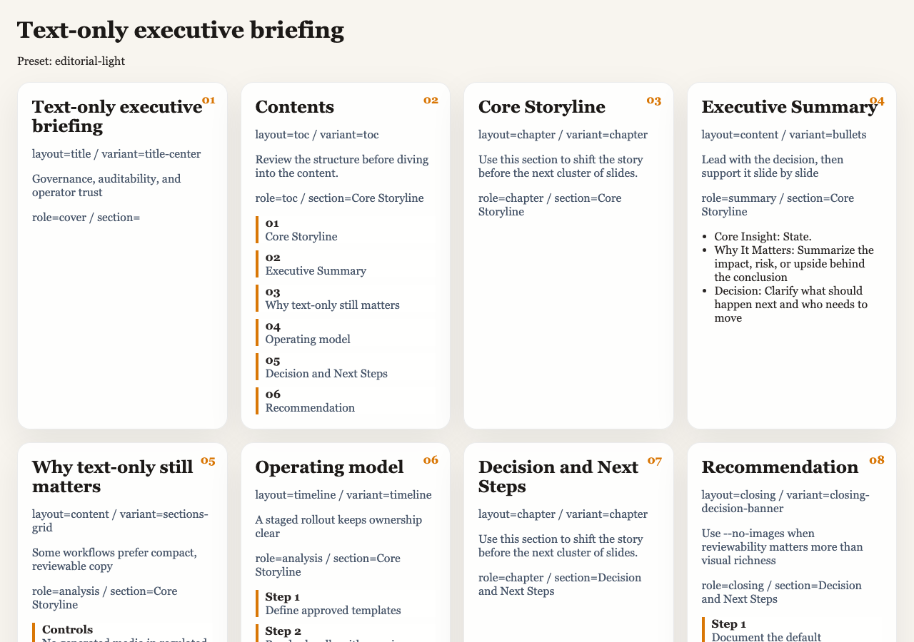 Text-only executive briefing