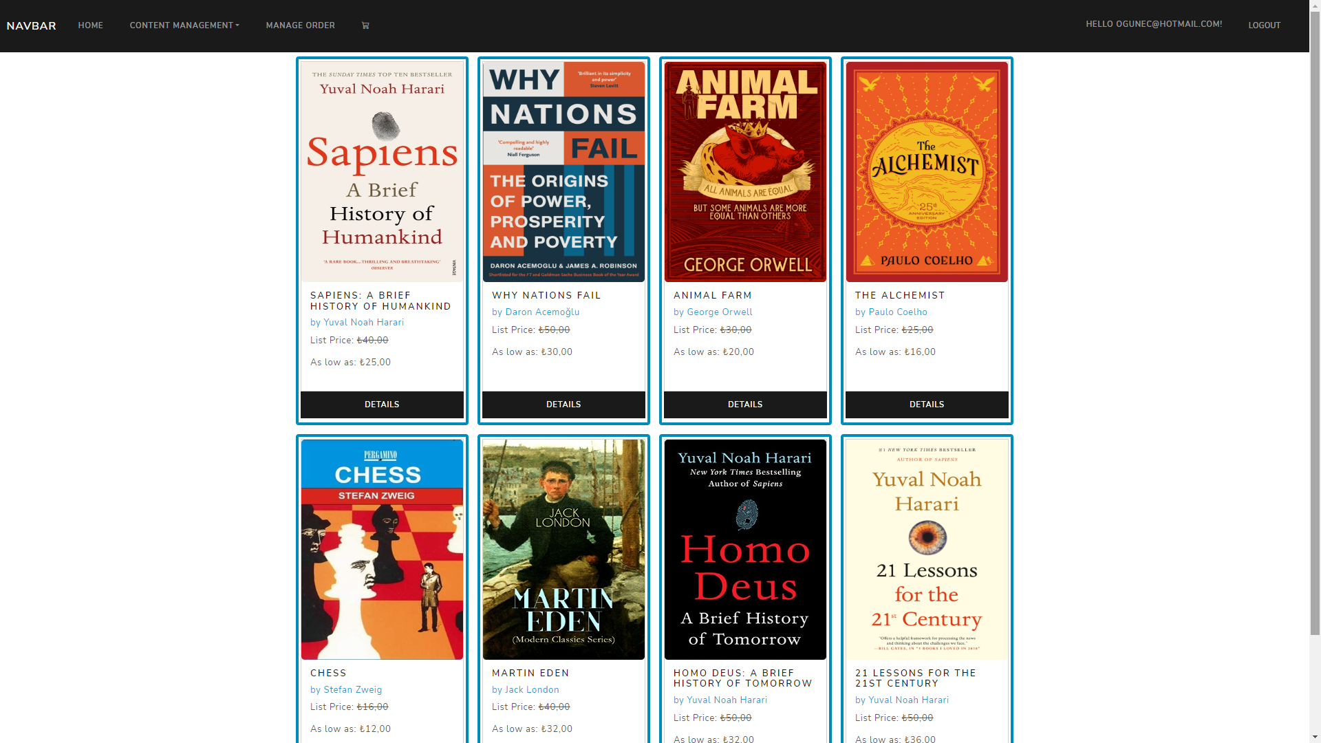 index page BookStore!