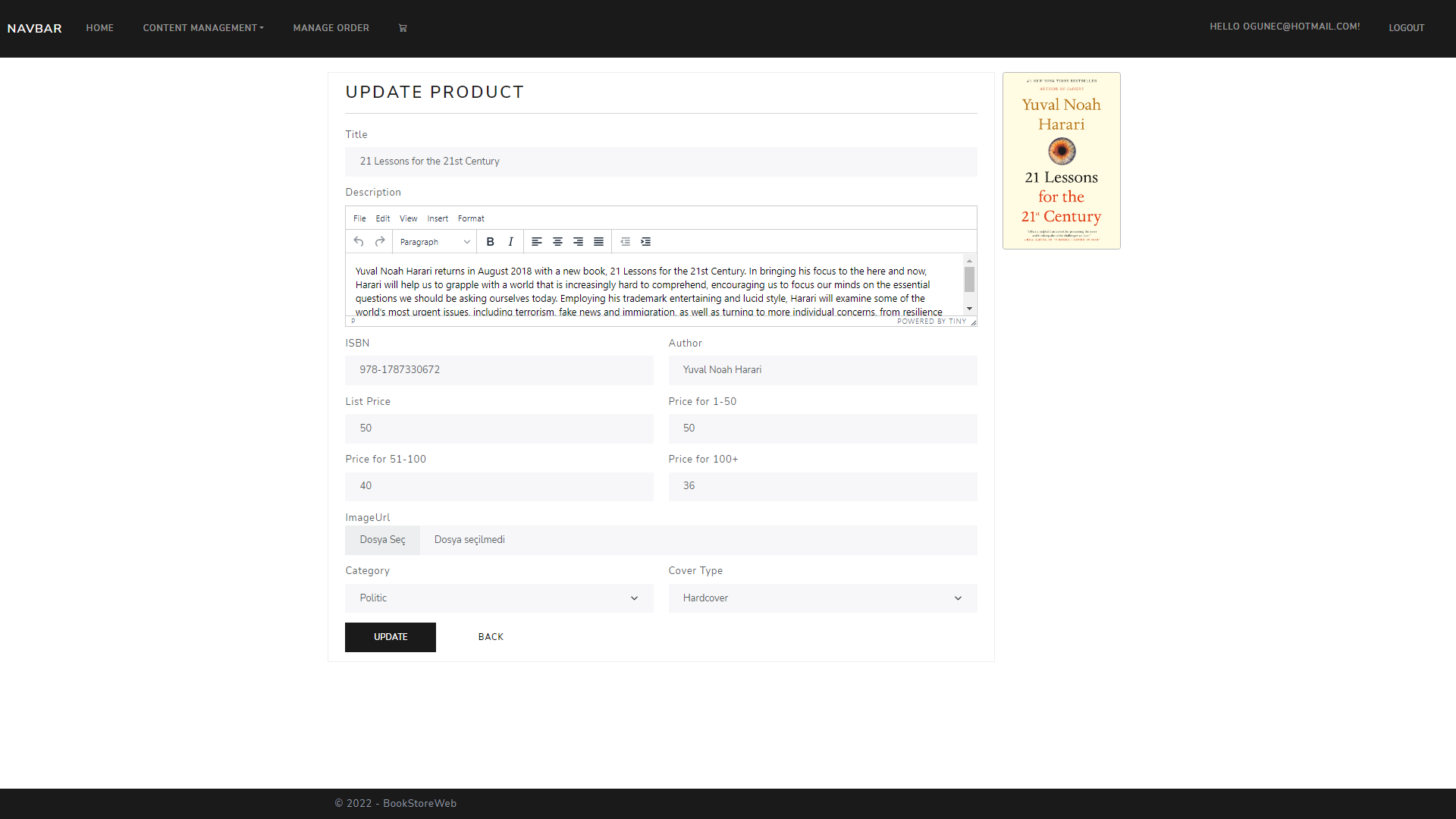 update product page BookStore!