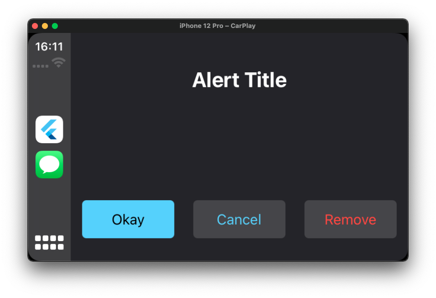 Flutter CarPlay Alert Template