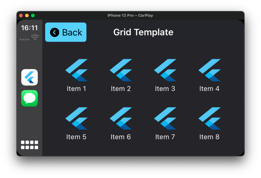 Flutter CarPlay Grid Template