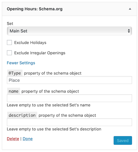 Schema.org Widget options