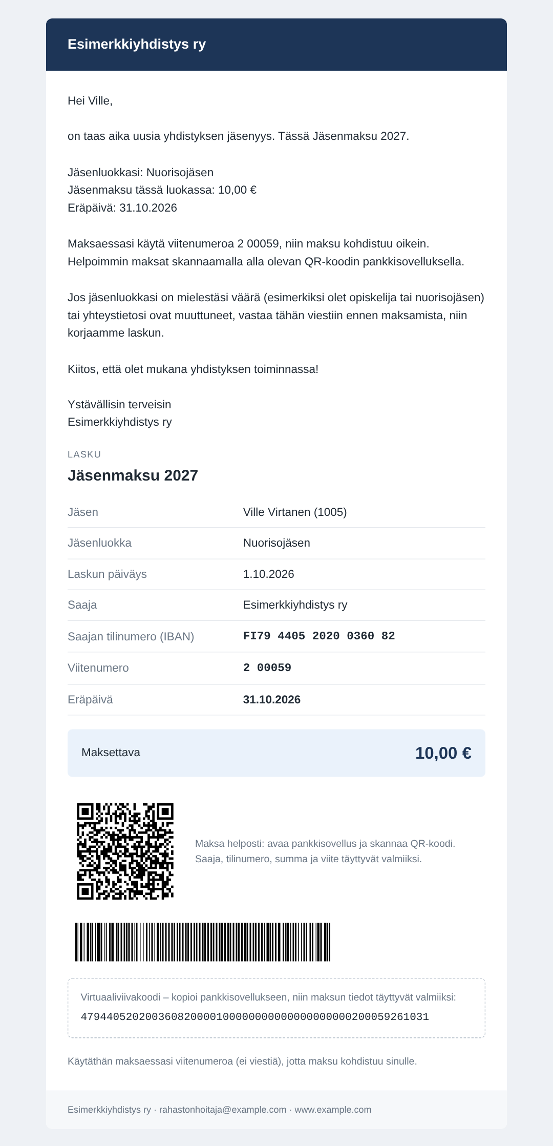 Lasku sähköpostissa