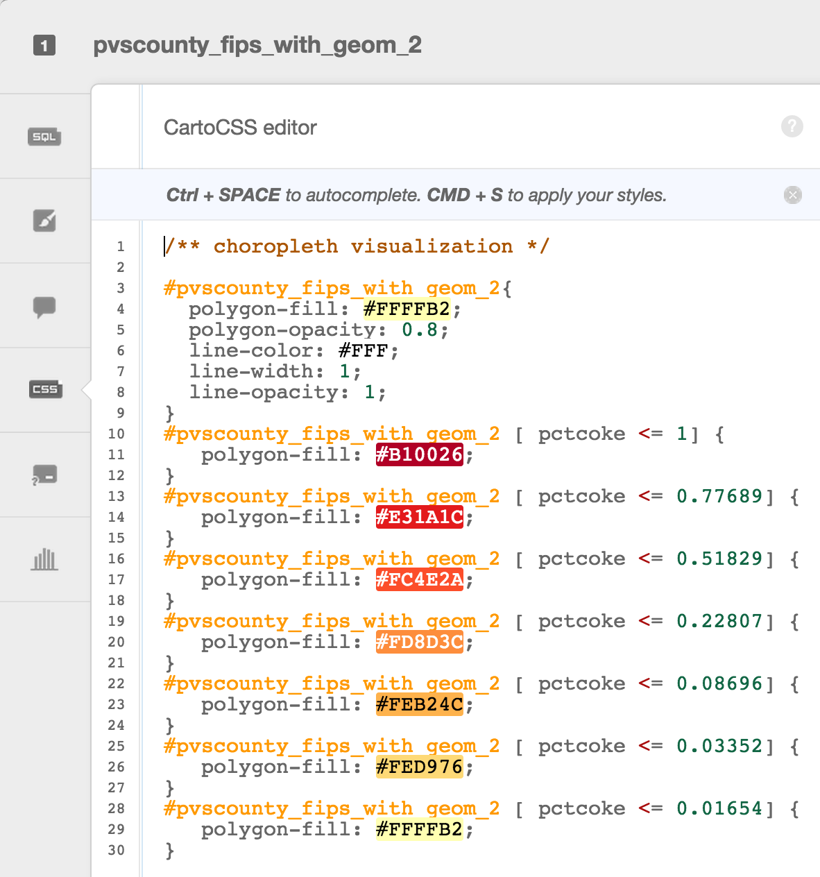 CartoCSS screenshot