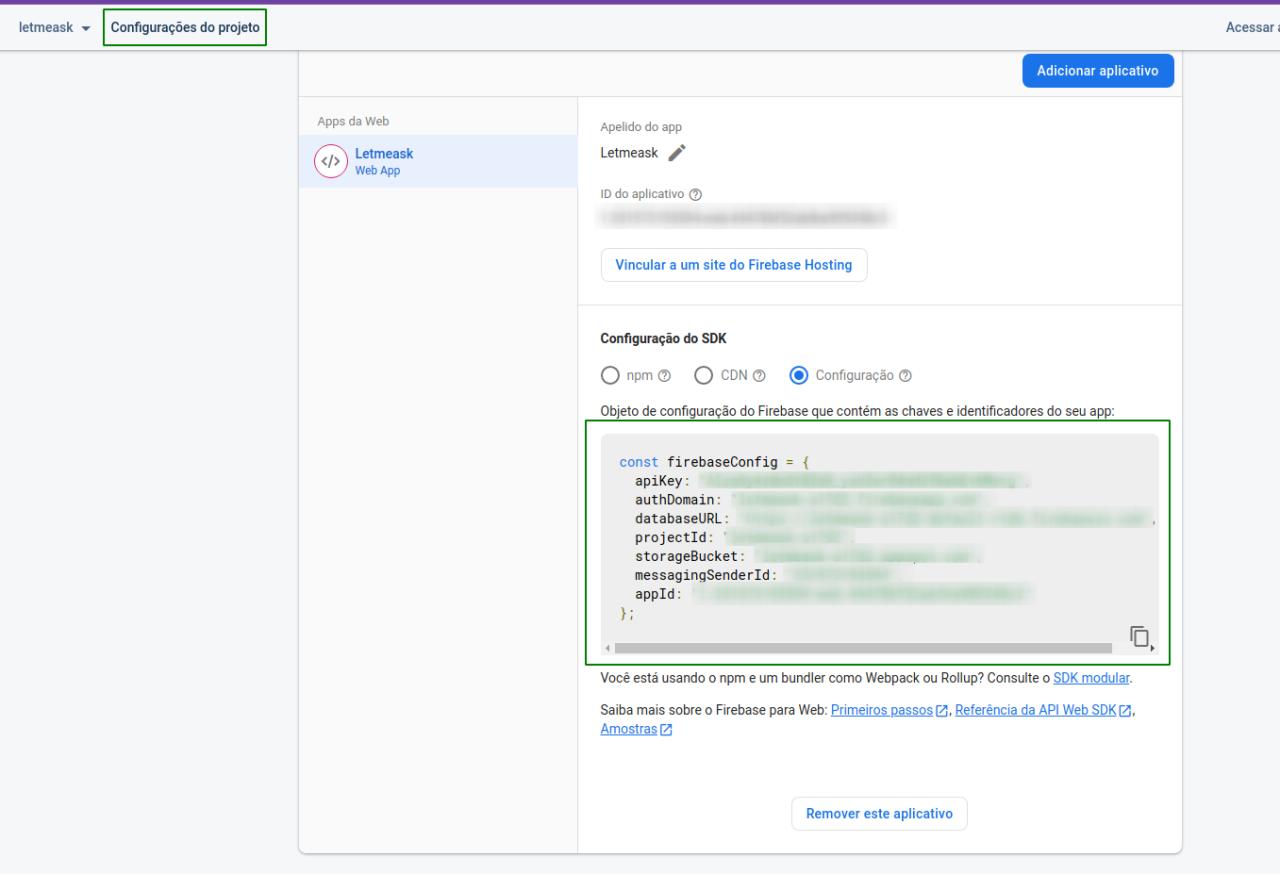 Configurações Firebase