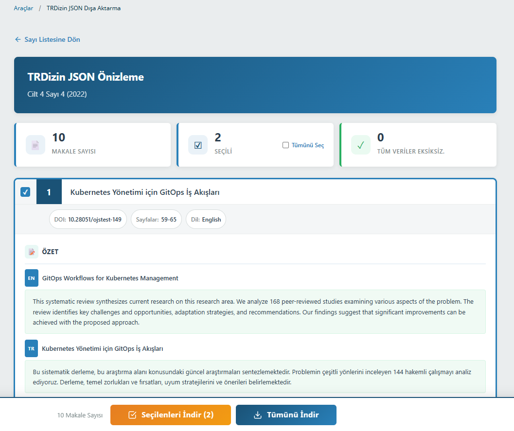 Selective Article Export