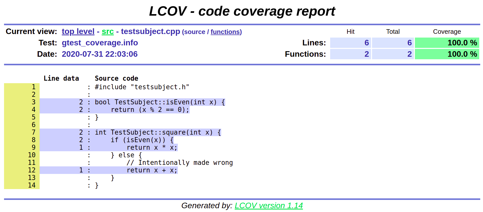 Lcov coverage