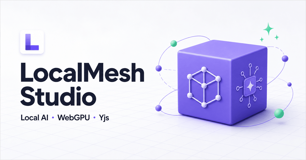 LocalMesh Studio 브랜드 그래픽 — Local AI · WebGPU · Yjs