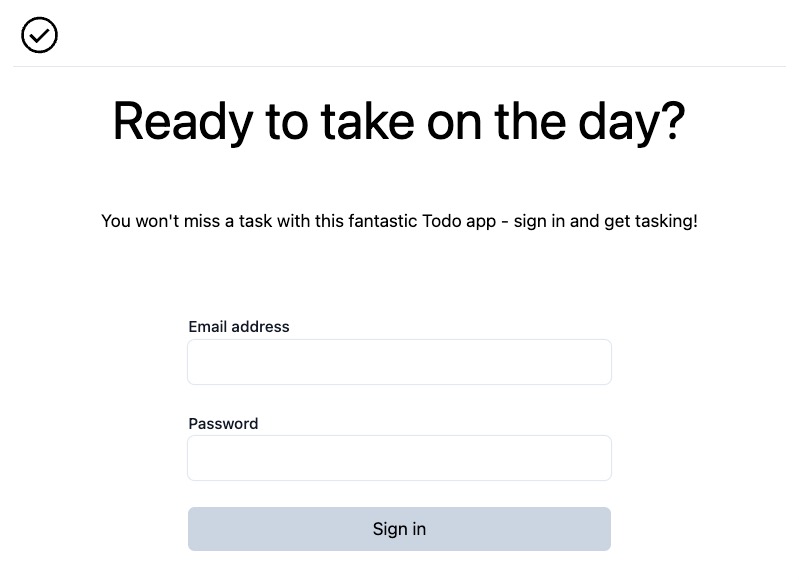 Screenshot of initial sign-in