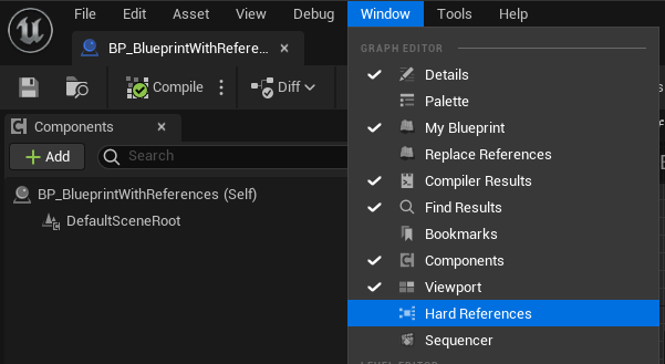 Image showing how to summon the hard references viewport