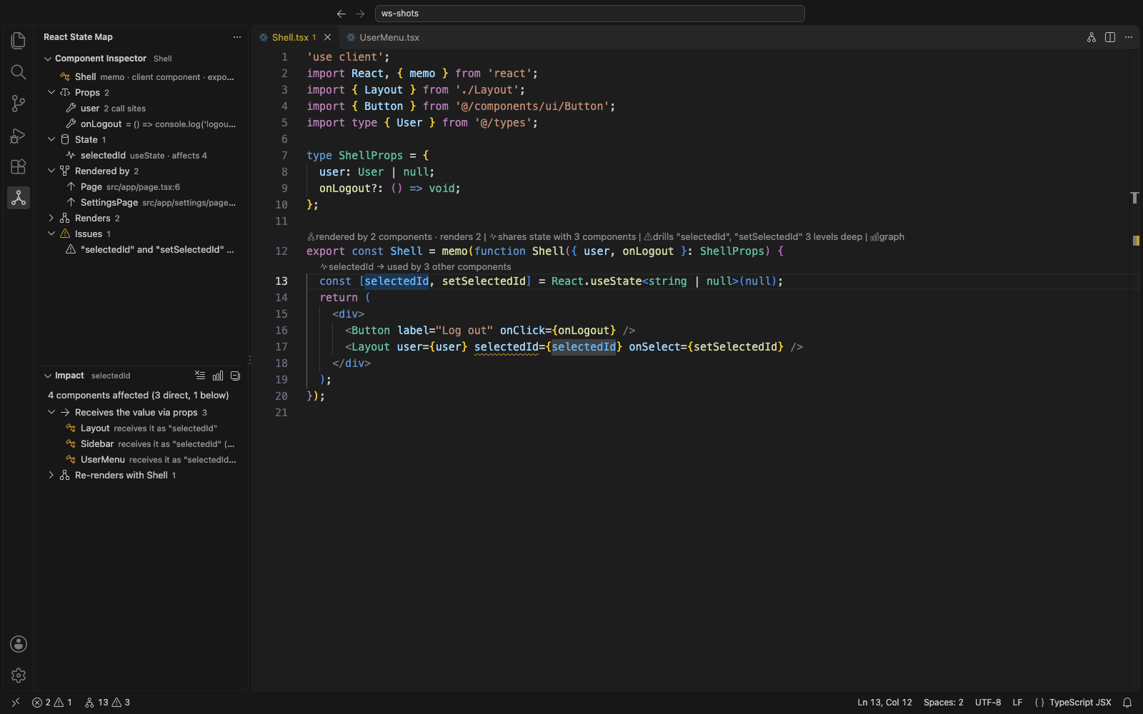 Impact view and Component Inspector