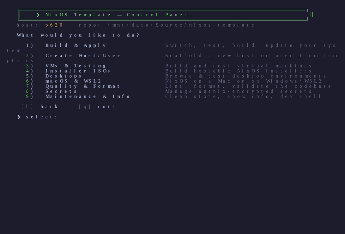Main menu
