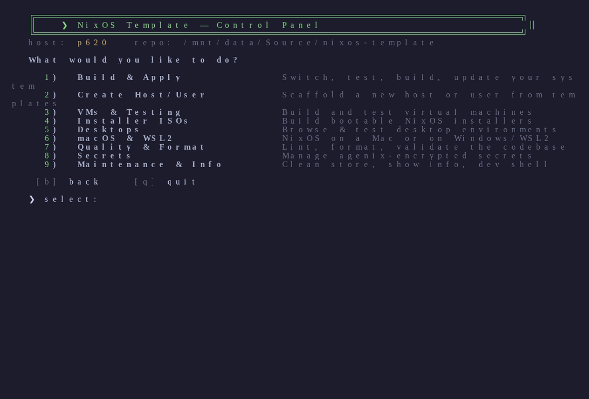 Menu showcase