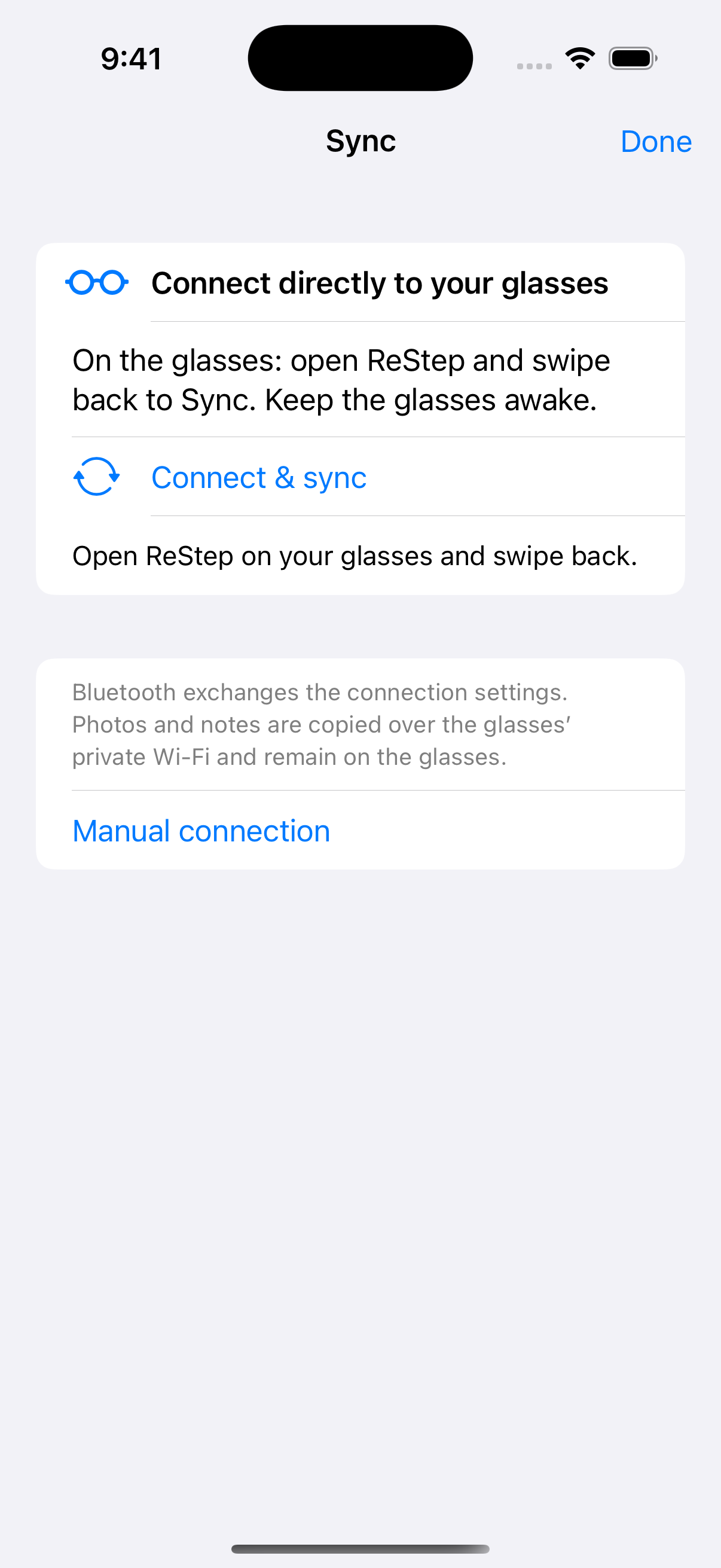 ReStep на iPhone: синхронизация
